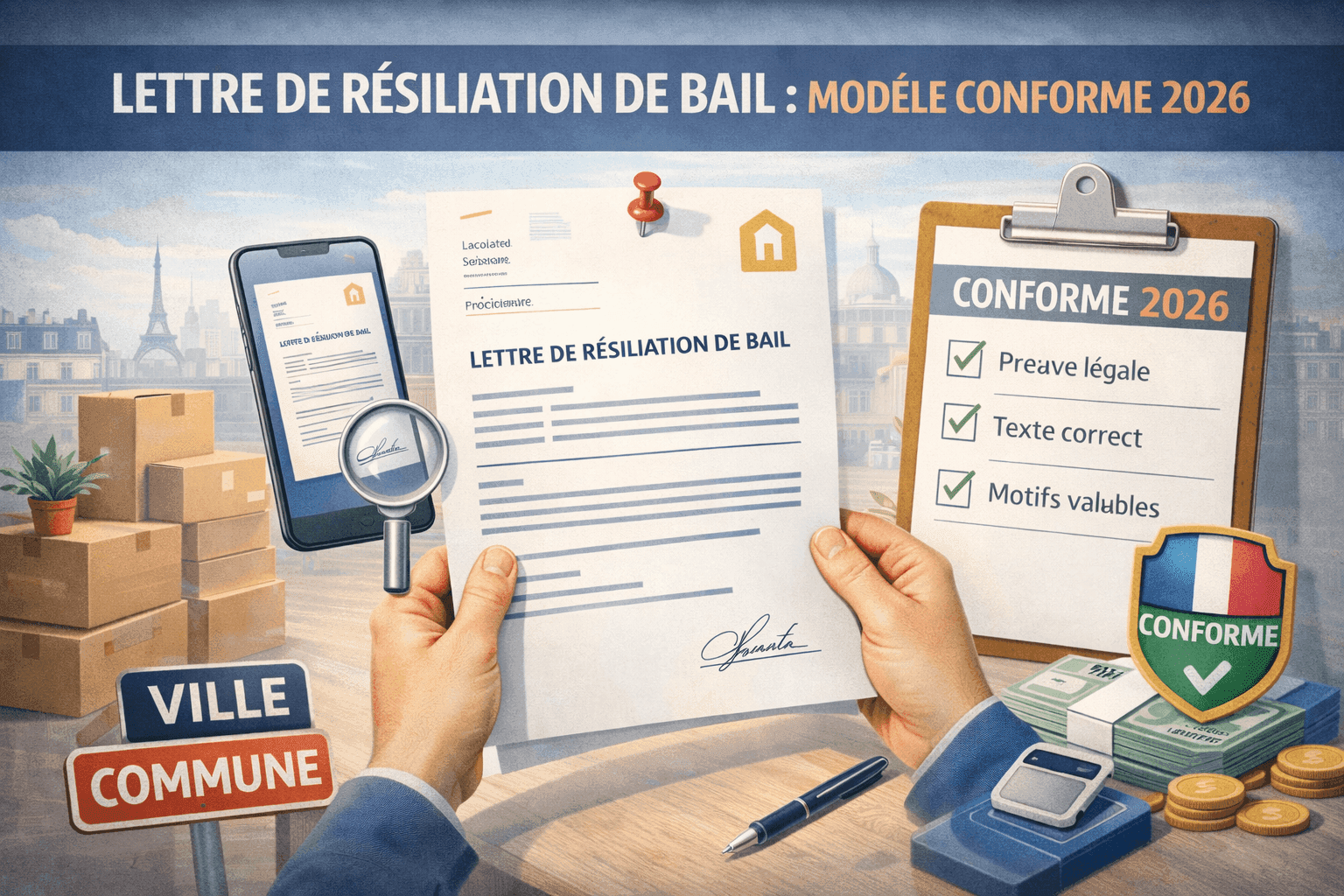 Lettre de résiliation de bail : modèle conforme 2026