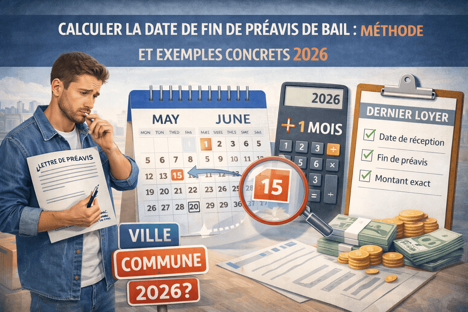Calculer la date de fin de préavis de bail : méthode et exemples concrets 2026