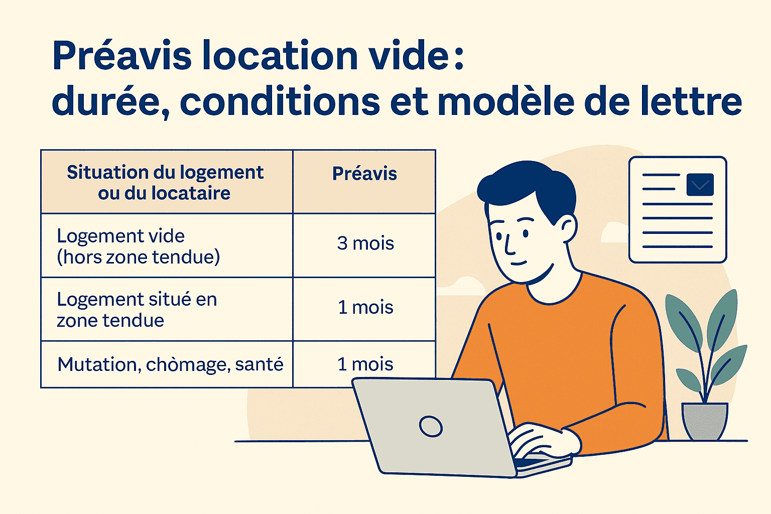 Préavis location vide : durée, conditions et modèle de lettre