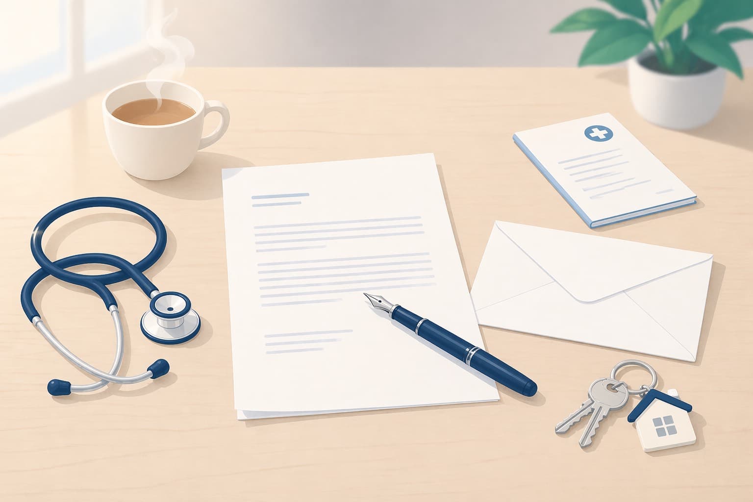 Médecin rédigeant un certificat médical pour préavis de bail réduit à 1 mois